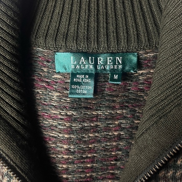 Ralph Lauren Gingham Neutral Indie Sleeze Cotton Zip Up Sweater Jacket - Picture 6 of 6